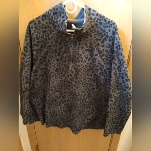 Animal Print Half Zip Pull Over Style Sweater